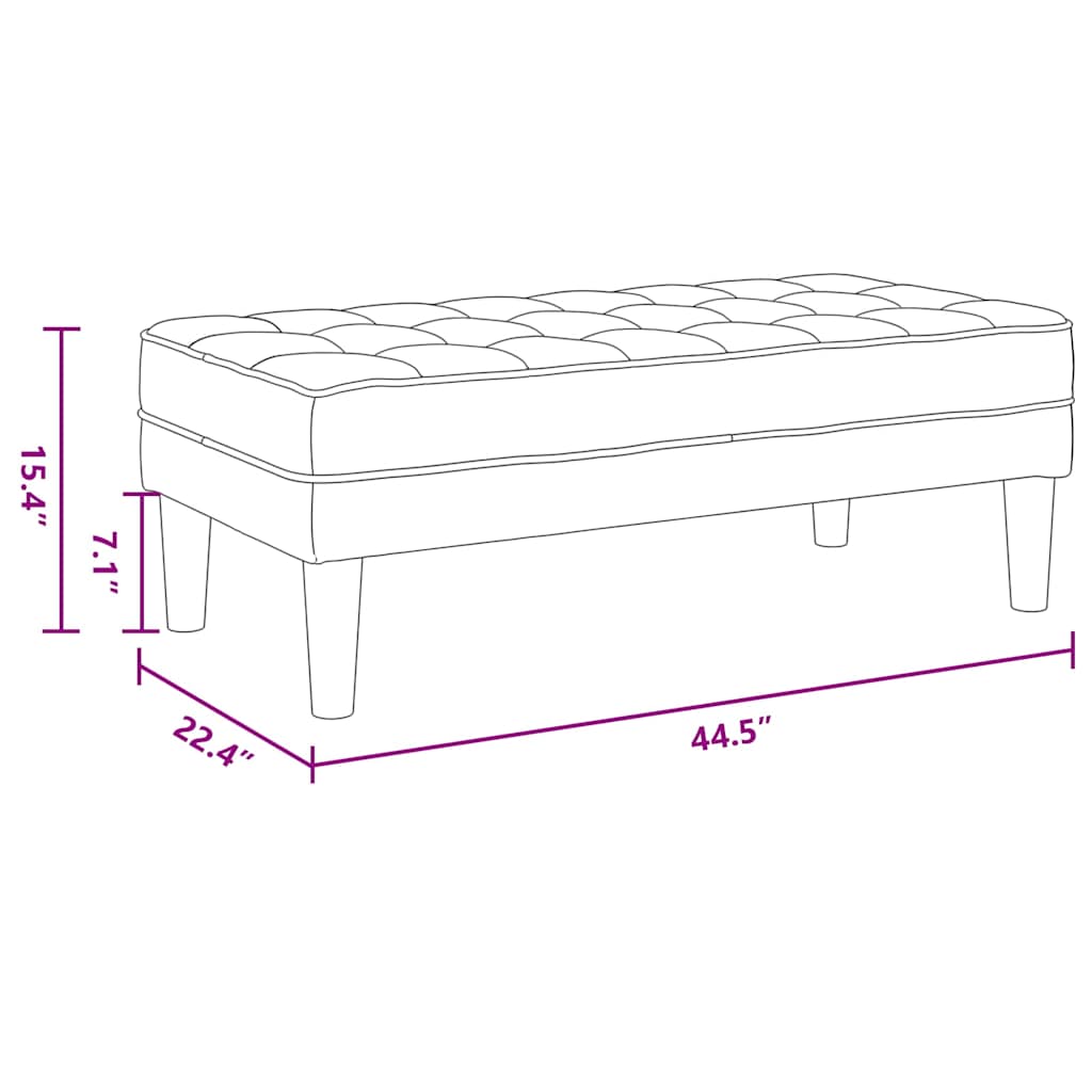 banc Gris clair 113 x 57 x 39 cm Velours - XIOS