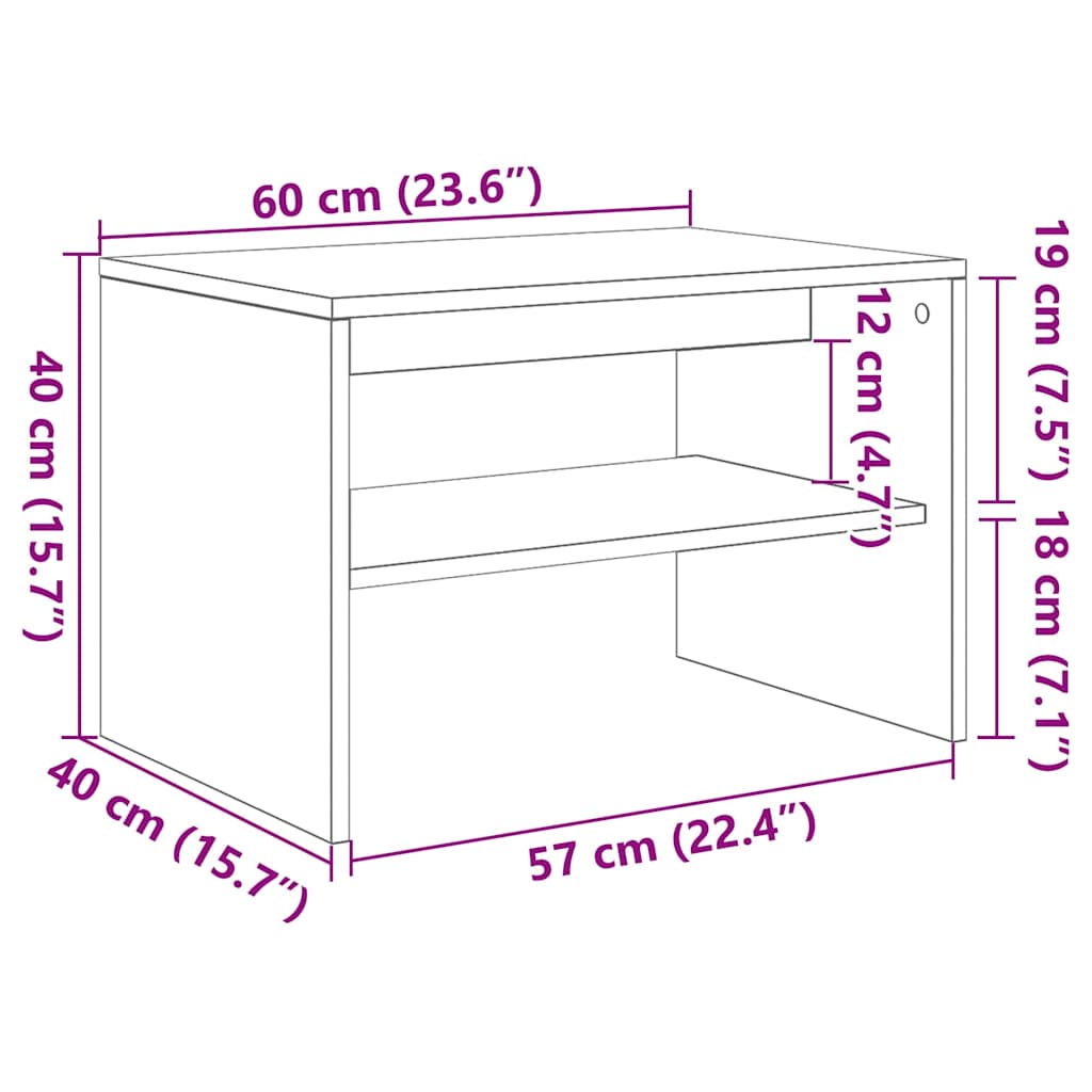 Meuble TV vieux bois 60x40x40 cm bois d'ingénierie - XIOS