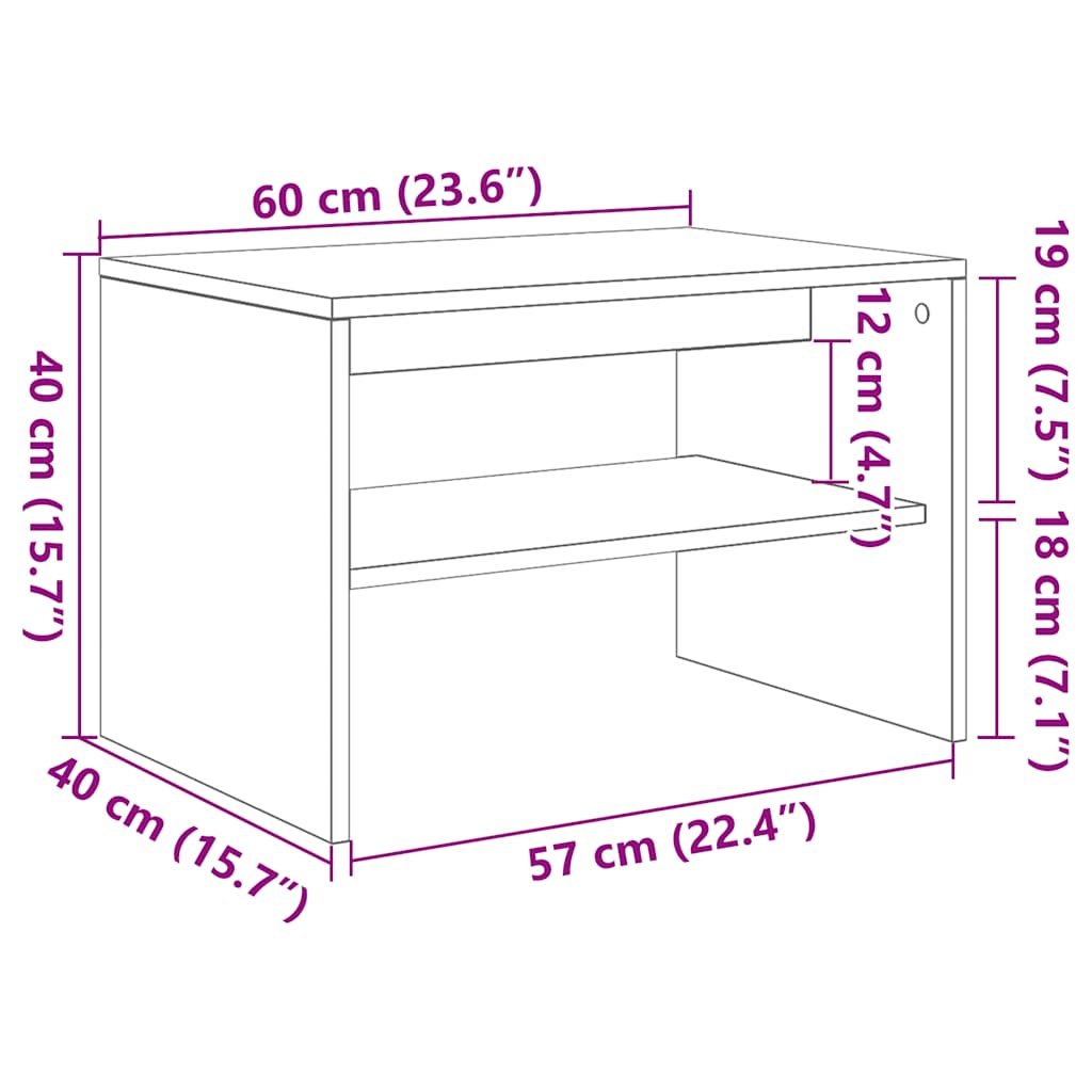 Meuble TV chêne artisanal 60x40x40 cm bois d'ingénierie - XIOS