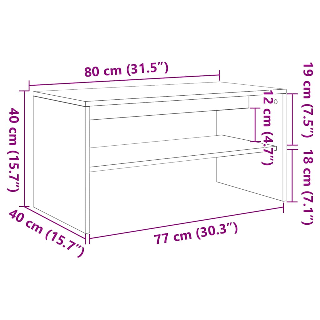 Meuble TV Blanc 80 x 40 x 40 cm Aggloméré Meubles TV vidaXL