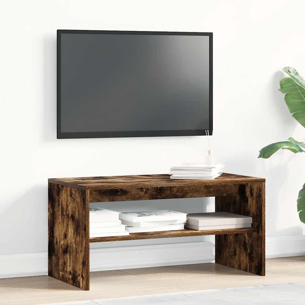 Meuble TV chêne fumé 80x40x40 cm bois d'ingénierie - XIOS