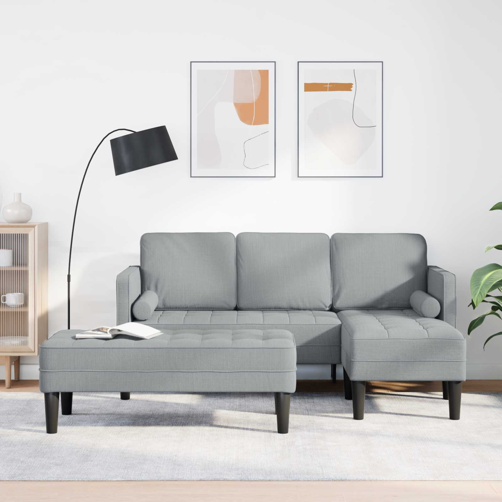 Ensemble de Canapés avec coussin 2 pcs Gris clair Polyester - XIOS