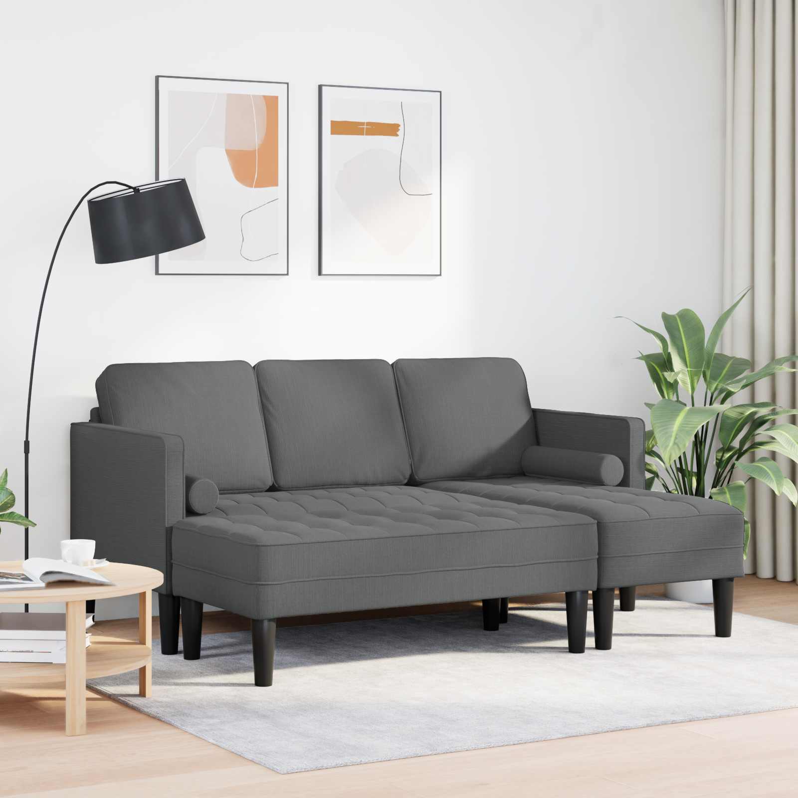 Ensemble de Canapés avec coussin 2 pcs Gris foncé Polyester - XIOS