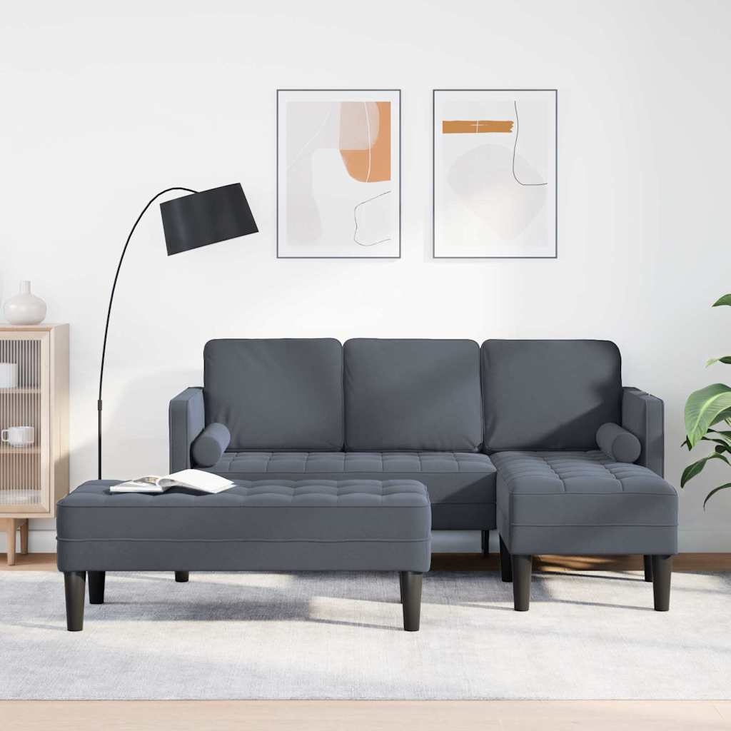 Ensemble de Canapés avec coussin 2 pcs Gris foncé Polyester - XIOS