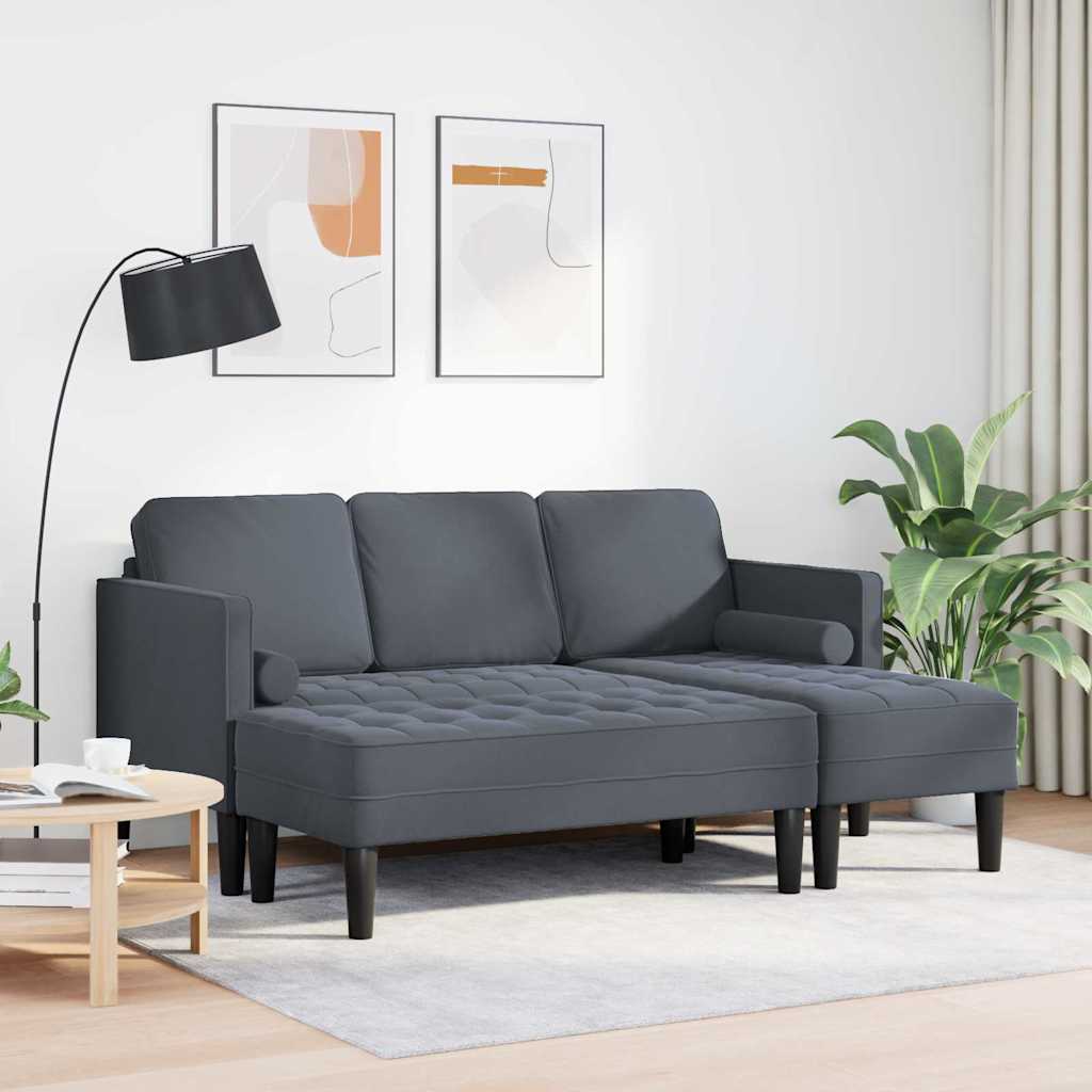 Ensemble de Canapés avec coussin 2 pcs Gris foncé Polyester - XIOS