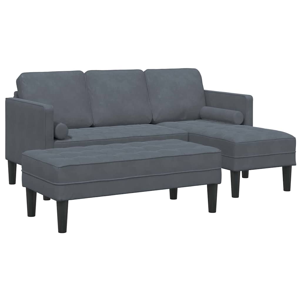 Ensemble de Canapés avec coussin 2 pcs Gris foncé Polyester - XIOS