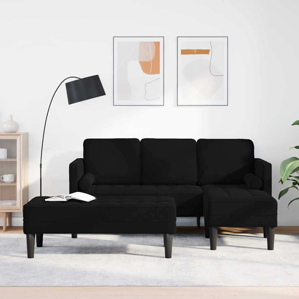 Ensemble de Canapés avec coussin 2 pcs Noir Polyester - XIOS