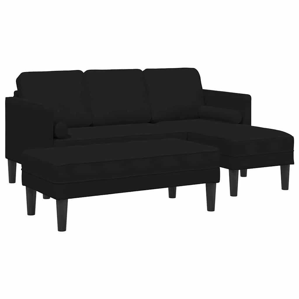 Ensemble de Canapés avec coussin 2 pcs Noir Polyester - XIOS