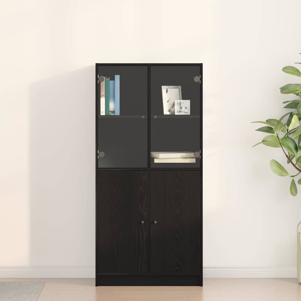 Haut Armoire Noir 68 x 37 x 142 cm Bois d'ingénierie - XIOS