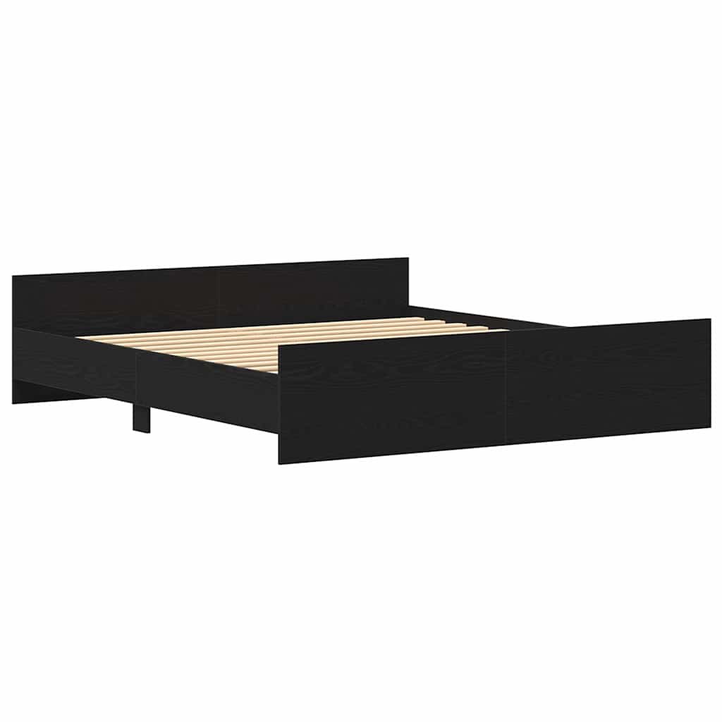 Cadre de lit sans matelas en chêne noir 200x200 cm bois d'ingénierie - XIOS