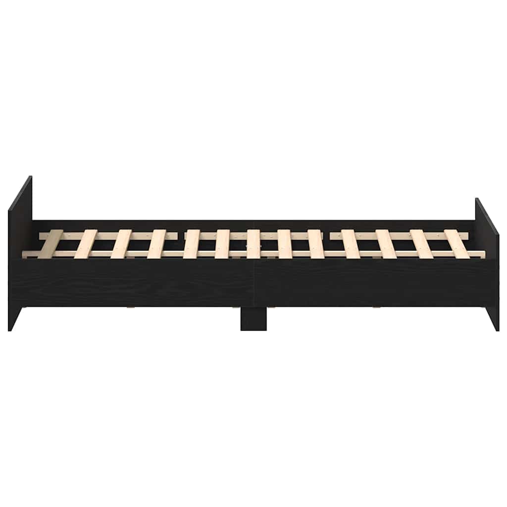Cadre de lit sans matelas en chêne noir 200x200 cm bois d'ingénierie - XIOS