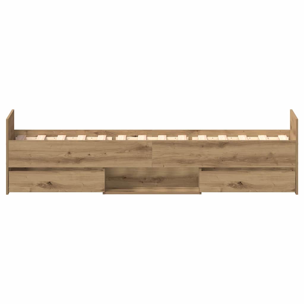Cadre de lit chêne artisanal 75 x 190 cm Bois d'ingénierie - XIOS