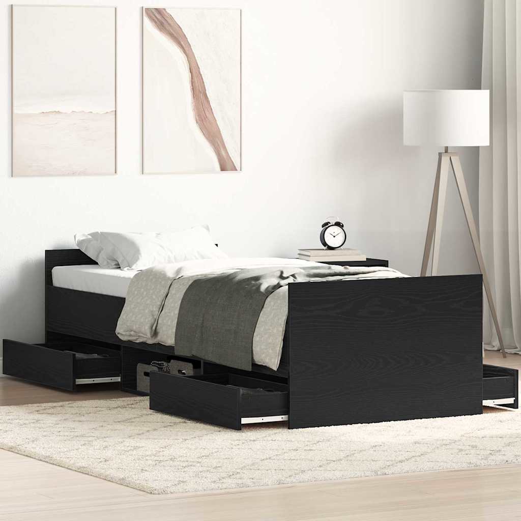 Cadre de lit Chêne noir 75 x 190 cm Bois d'ingénierie - XIOS