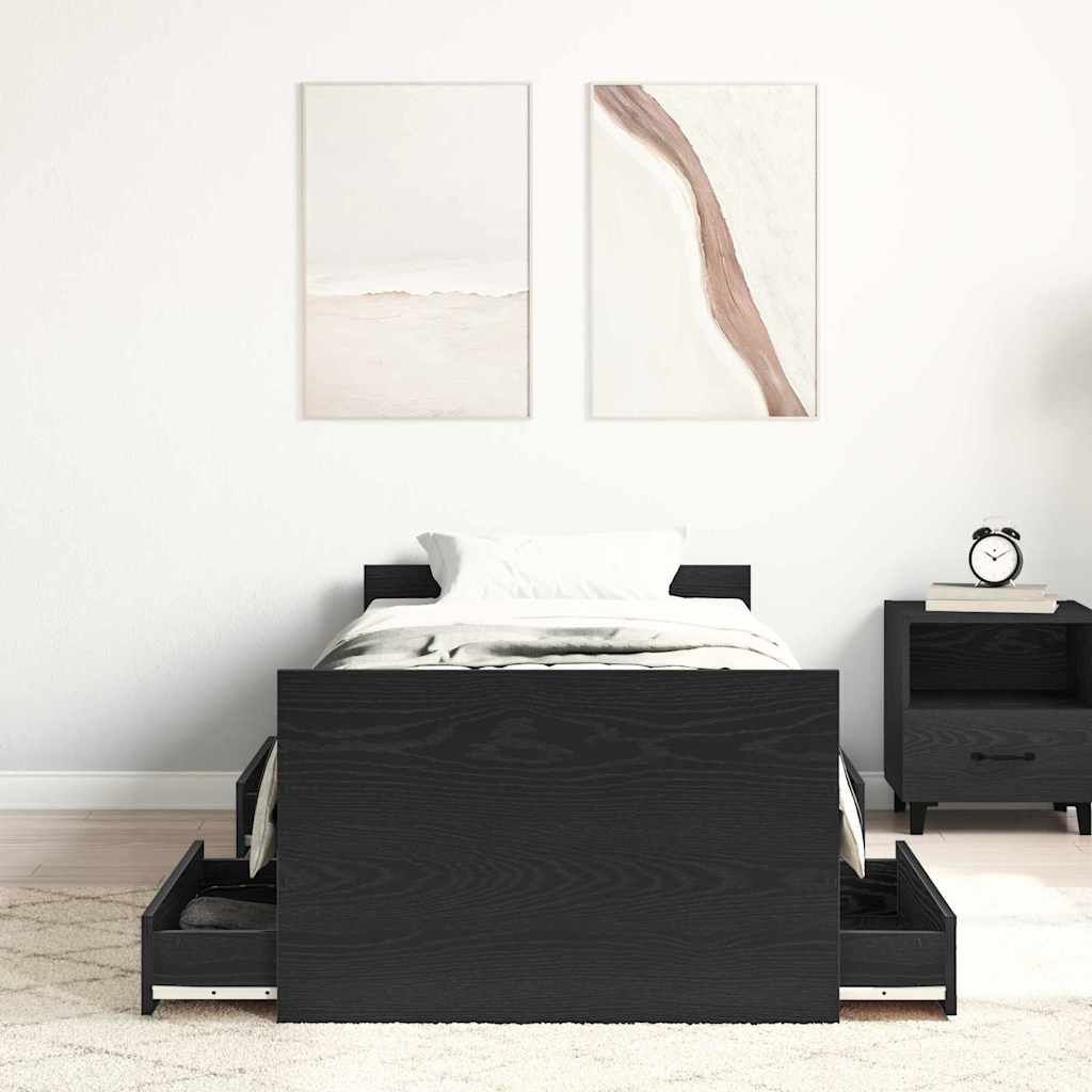 Cadre de lit Chêne noir 75 x 190 cm Bois d'ingénierie - XIOS