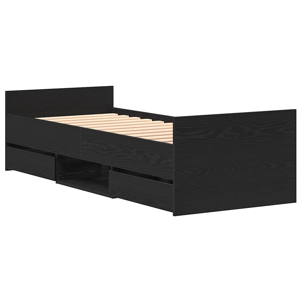 Cadre de lit Chêne noir 75 x 190 cm Bois d'ingénierie - XIOS