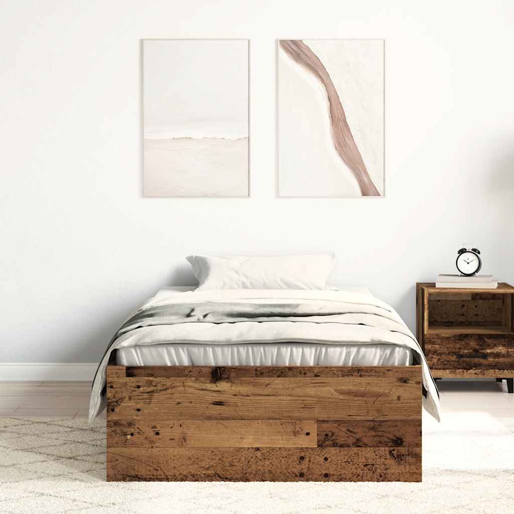 Cadre de lit sans matelas bois ancien 75 x 190 cm bois d'ingénierie - XIOS