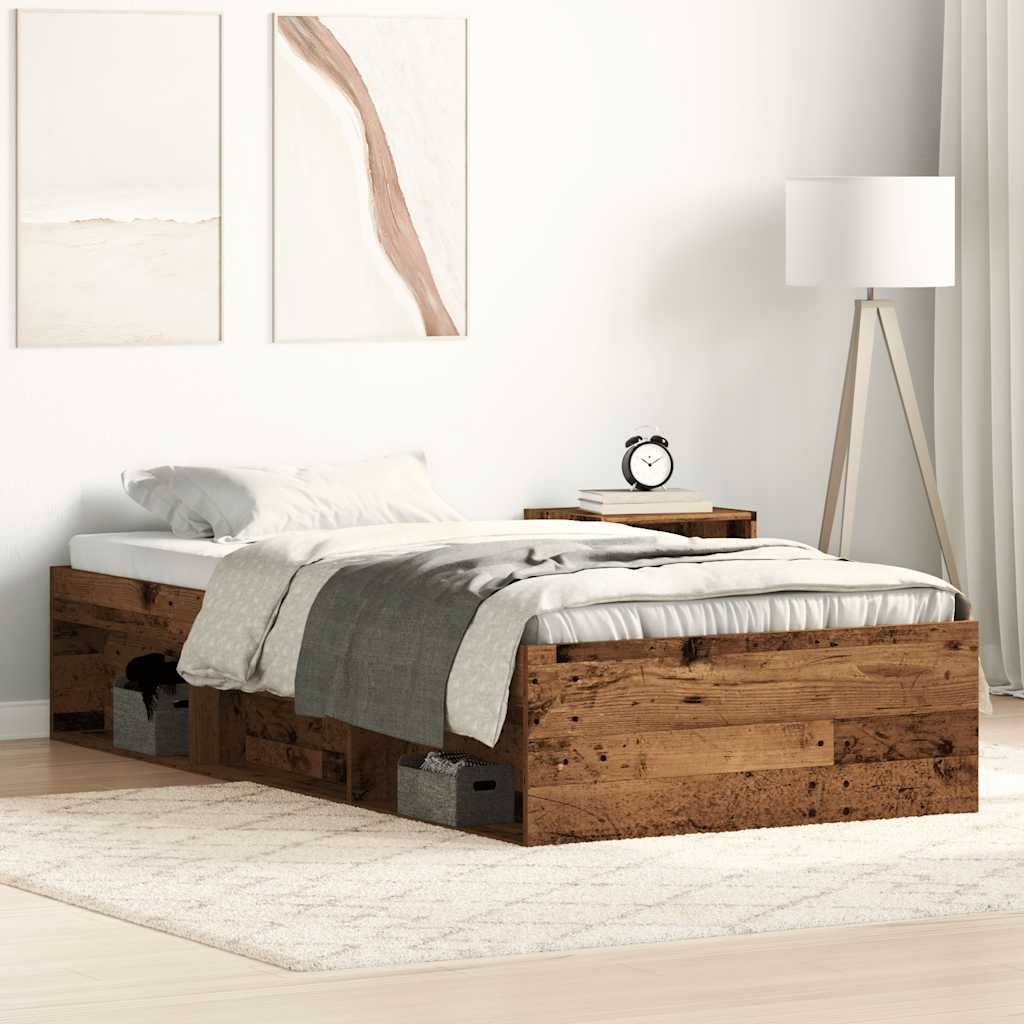 Cadre de lit sans matelas bois ancien 75 x 190 cm bois d'ingénierie - XIOS