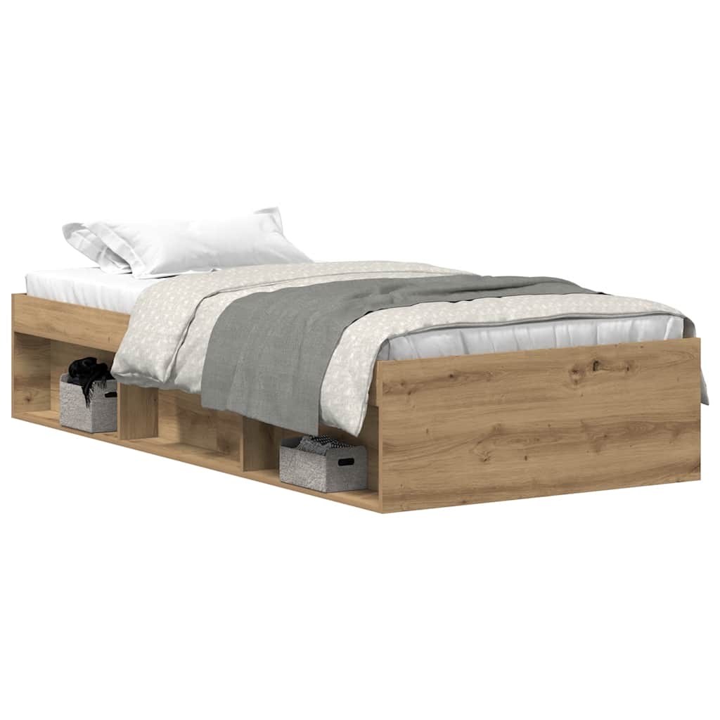 Cadre de lit sans matelas en chêne massif 75 x 190 cm bois d'ingénierie - XIOS