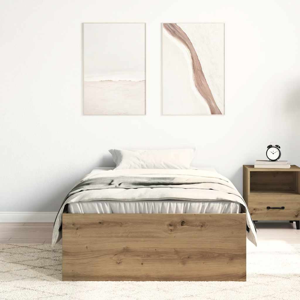 Cadre de lit sans matelas en chêne massif 75 x 190 cm bois d'ingénierie - XIOS