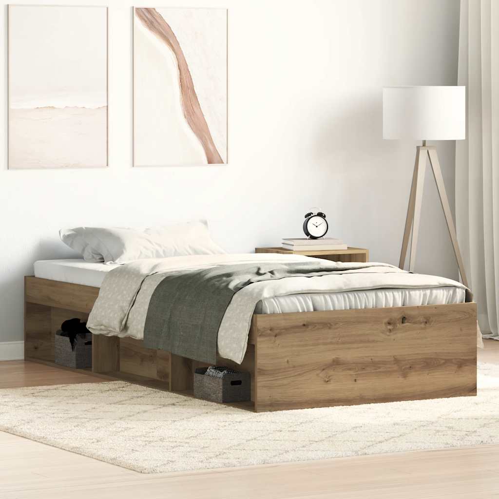 Cadre de lit sans matelas en chêne massif 75 x 190 cm bois d'ingénierie - XIOS
