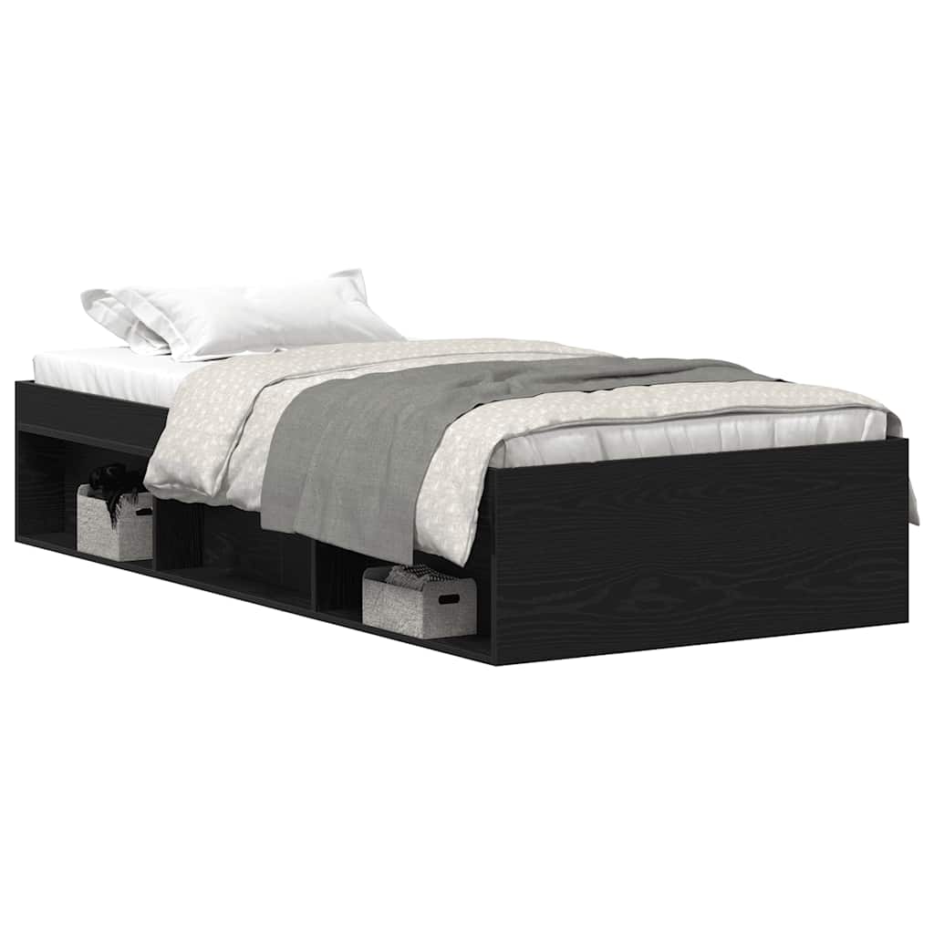 Cadre de lit sans matelas en chêne noir 75x190 cm bois d'ingénierie - XIOS