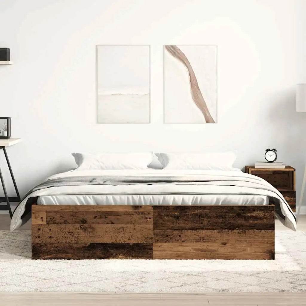 Cadre de lit sans matelas en bois ancien 150 x 200 cm bois d’ingénierie - XIOS