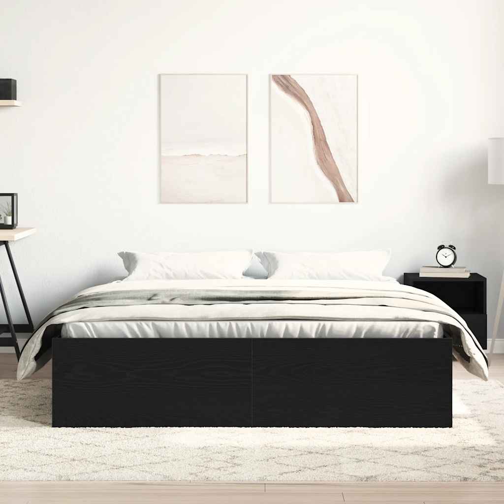 Cadre de lit sans matelas en chêne noir 150x200 cm bois d'ingénierie - XIOS