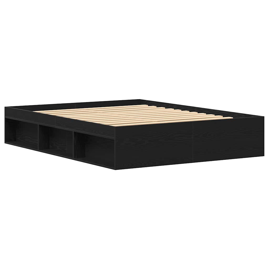 Cadre de lit sans matelas en chêne noir 150x200 cm bois d'ingénierie - XIOS