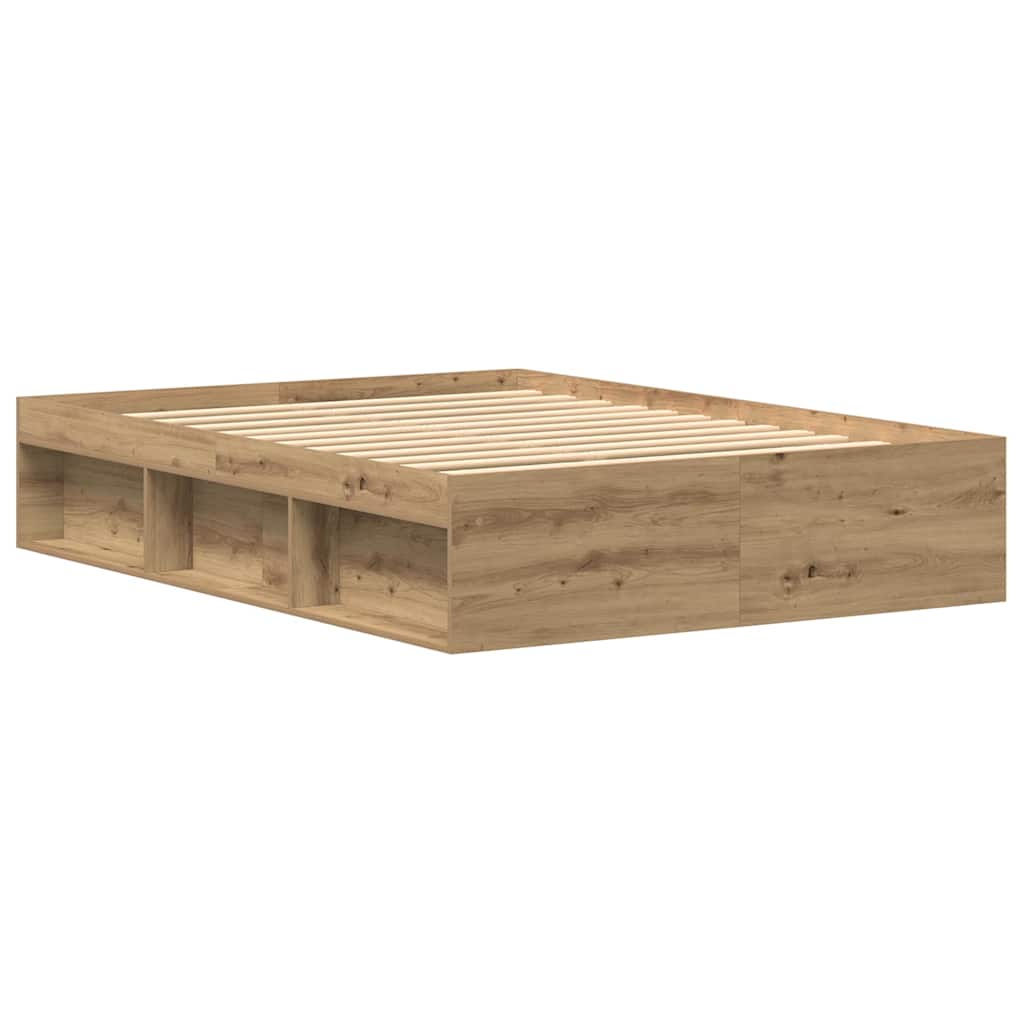 Cadre de lit sans matelas en chêne massif 135 x 190 cm bois d'ingénierie - XIOS