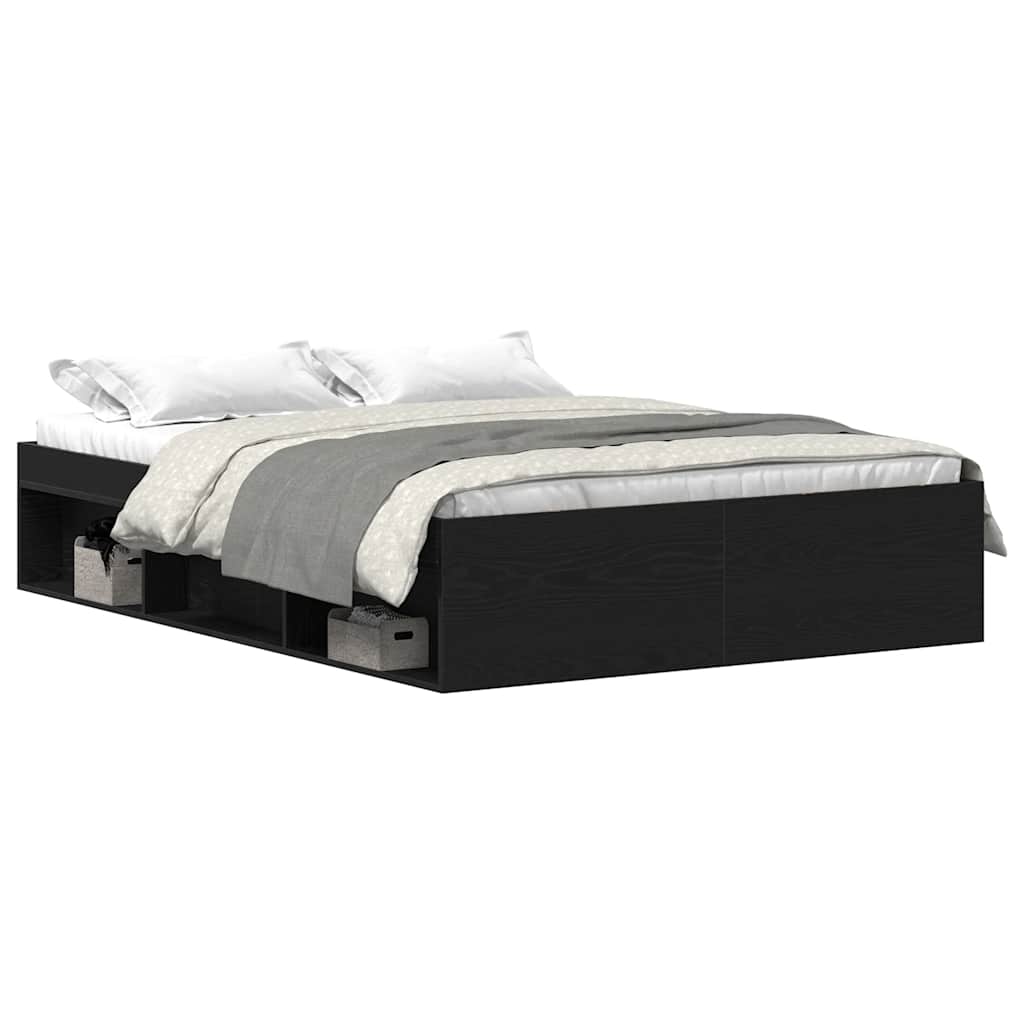 Cadre de lit sans matelas en chêne noir 135 x 190 cm bois d'ingénierie - XIOS