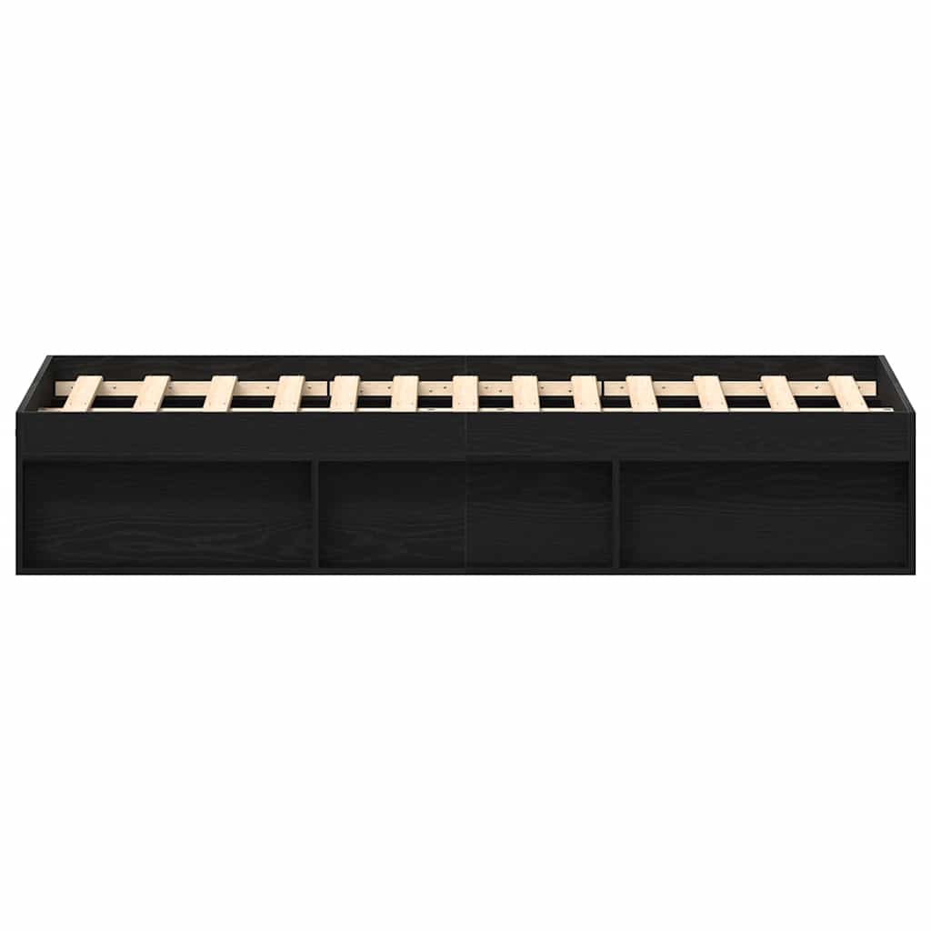 Cadre de lit sans matelas en chêne noir 135 x 190 cm bois d'ingénierie - XIOS