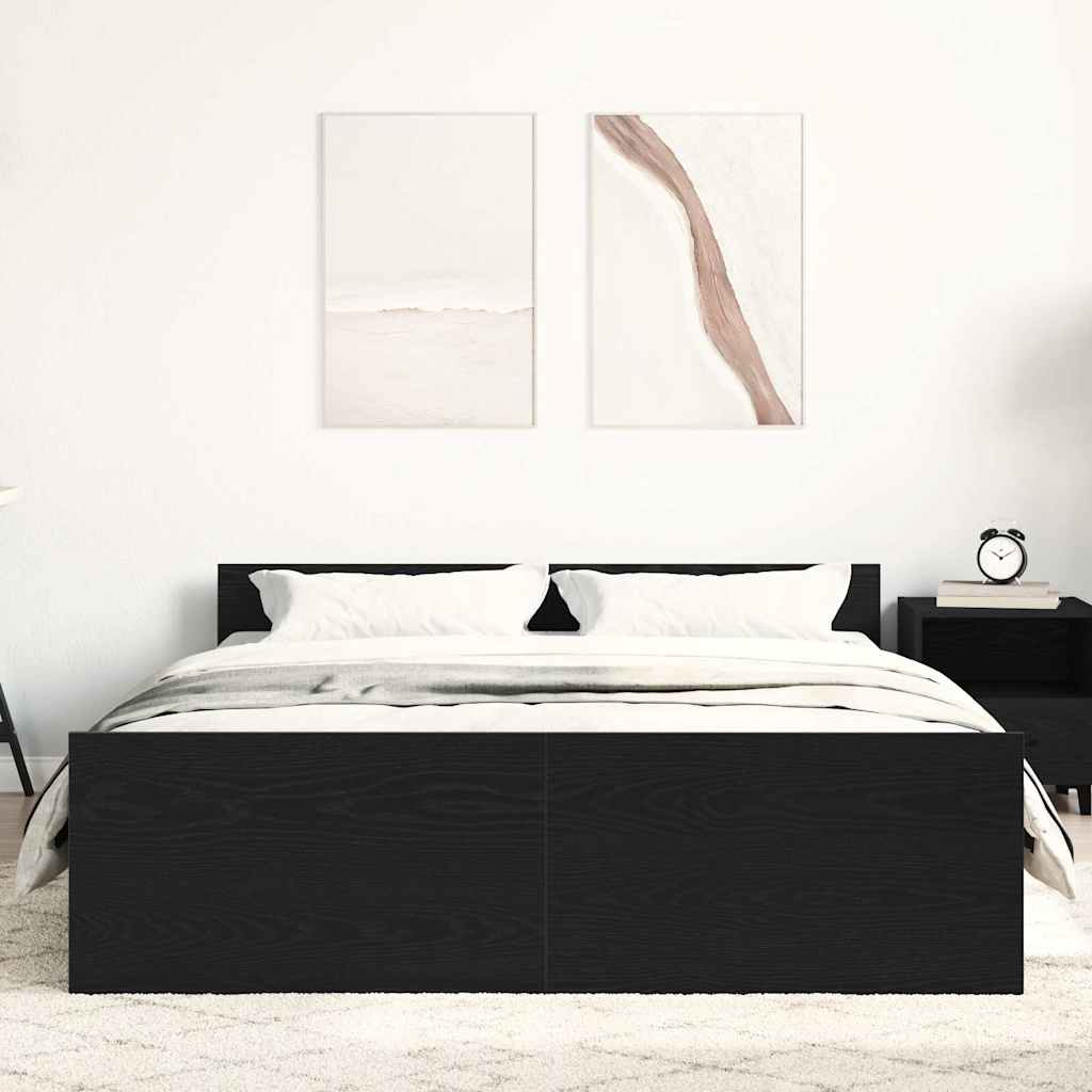 Cadre de lit sans matelas chêne noir 120 x 200 cm bois d'ingénierie - XIOS