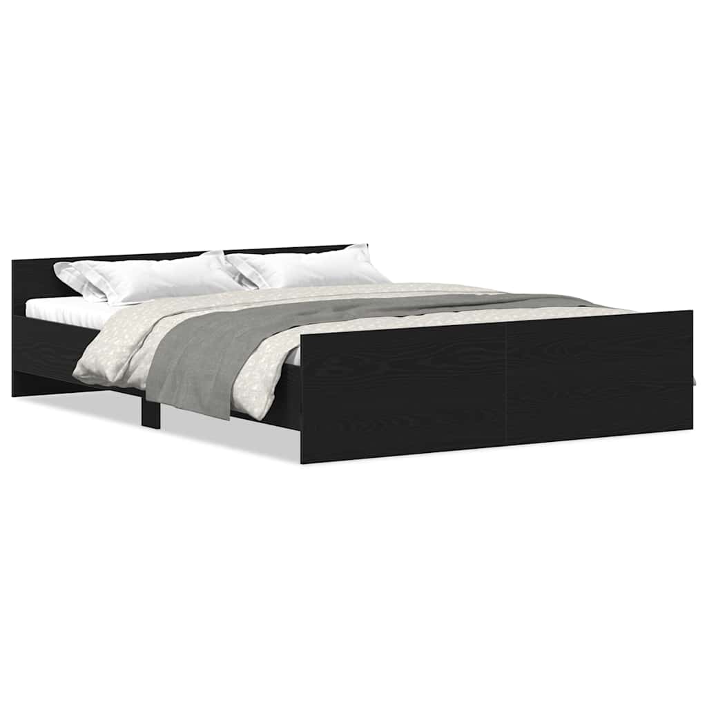 Cadre de lit sans matelas en chêne noir 150x200 cm bois d'ingénierie - XIOS