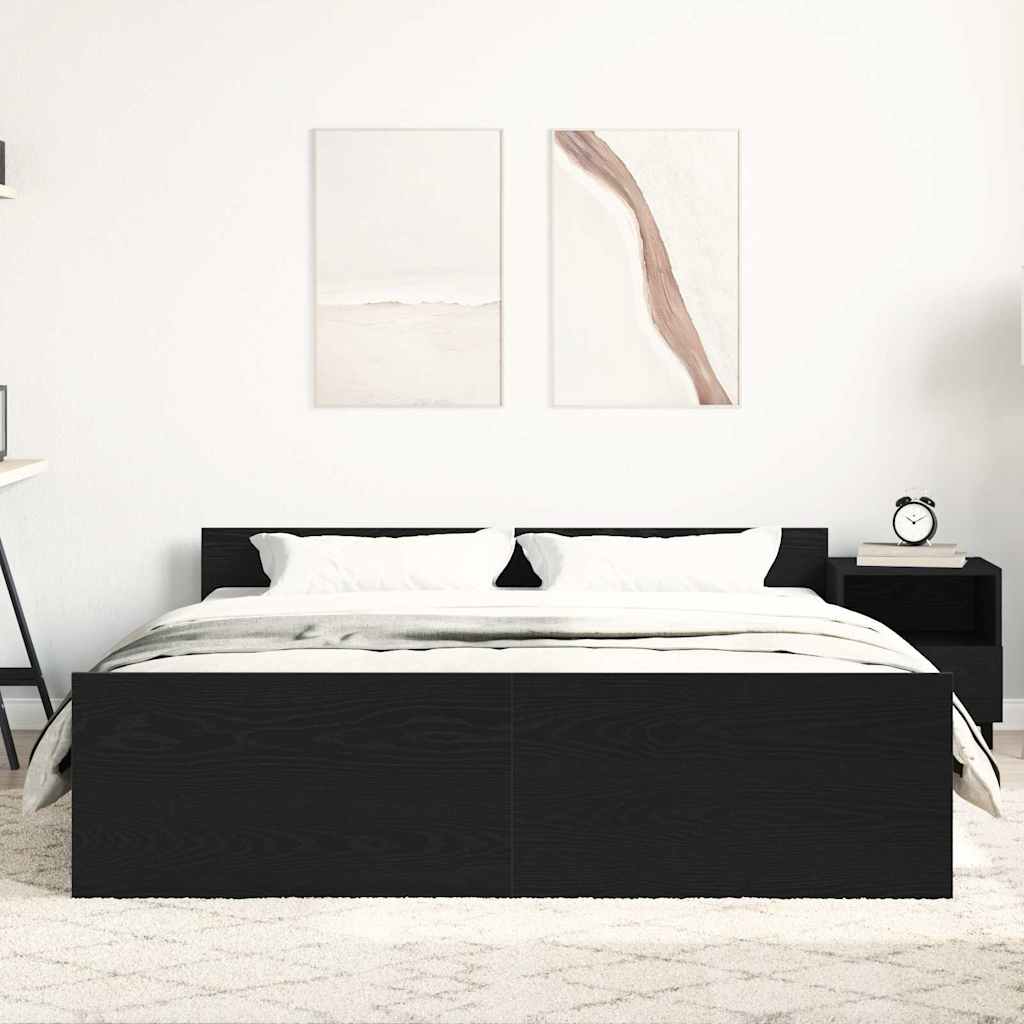 Cadre de lit sans matelas en chêne noir 150x200 cm bois d'ingénierie - XIOS