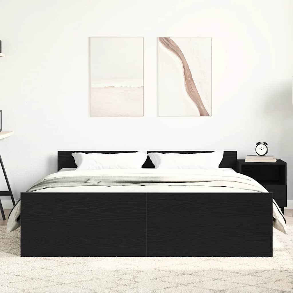 Cadre de lit sans matelas en chêne noir 160x200 cm bois d'ingénierie - XIOS