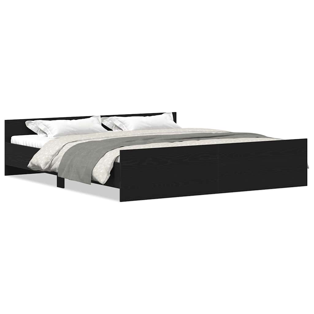 Cadre de lit sans matelas Chêne noir 180 x 200 cm Bois d'ingénierie - XIOS