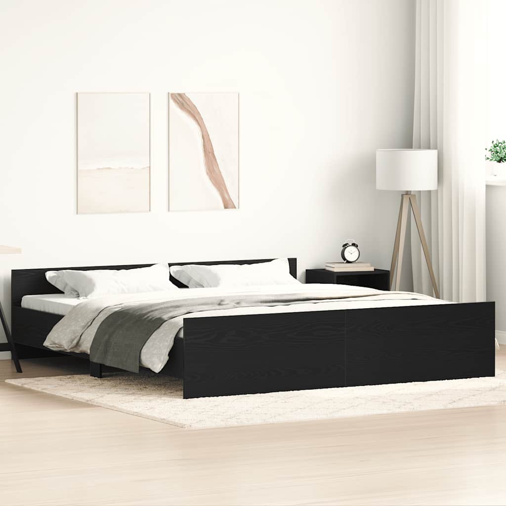 Cadre de lit sans matelas Chêne noir 180 x 200 cm Bois d'ingénierie - XIOS