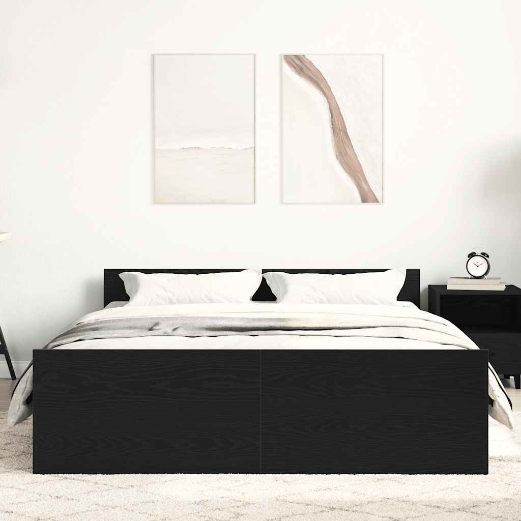 Cadre de lit sans matelas chêne noir 120 x 190 cm bois d'ingénierie - XIOS