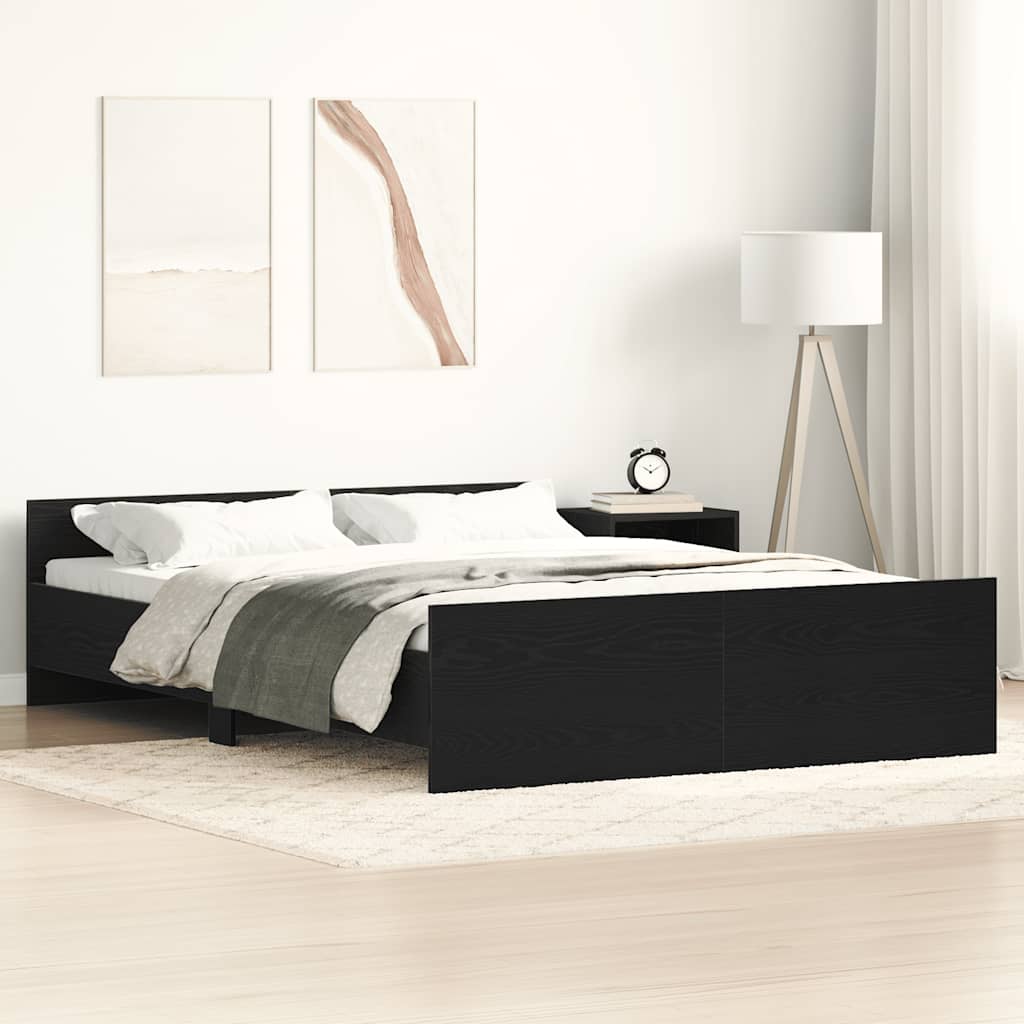 Cadre de lit sans matelas chêne noir 120 x 190 cm bois d'ingénierie - XIOS