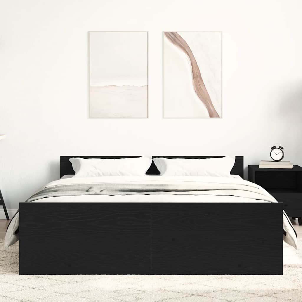 Cadre de lit sans matelas chêne noir 140 x 190 cm bois d'ingénierie - XIOS