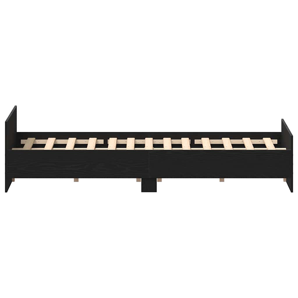 Cadre de lit sans matelas chêne noir 140 x 190 cm bois d'ingénierie - XIOS