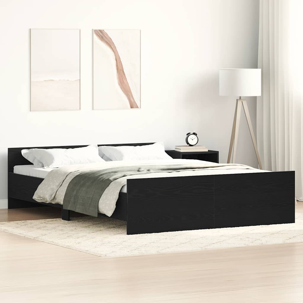 Cadre de lit sans matelas chêne noir 140 x 190 cm bois d'ingénierie - XIOS