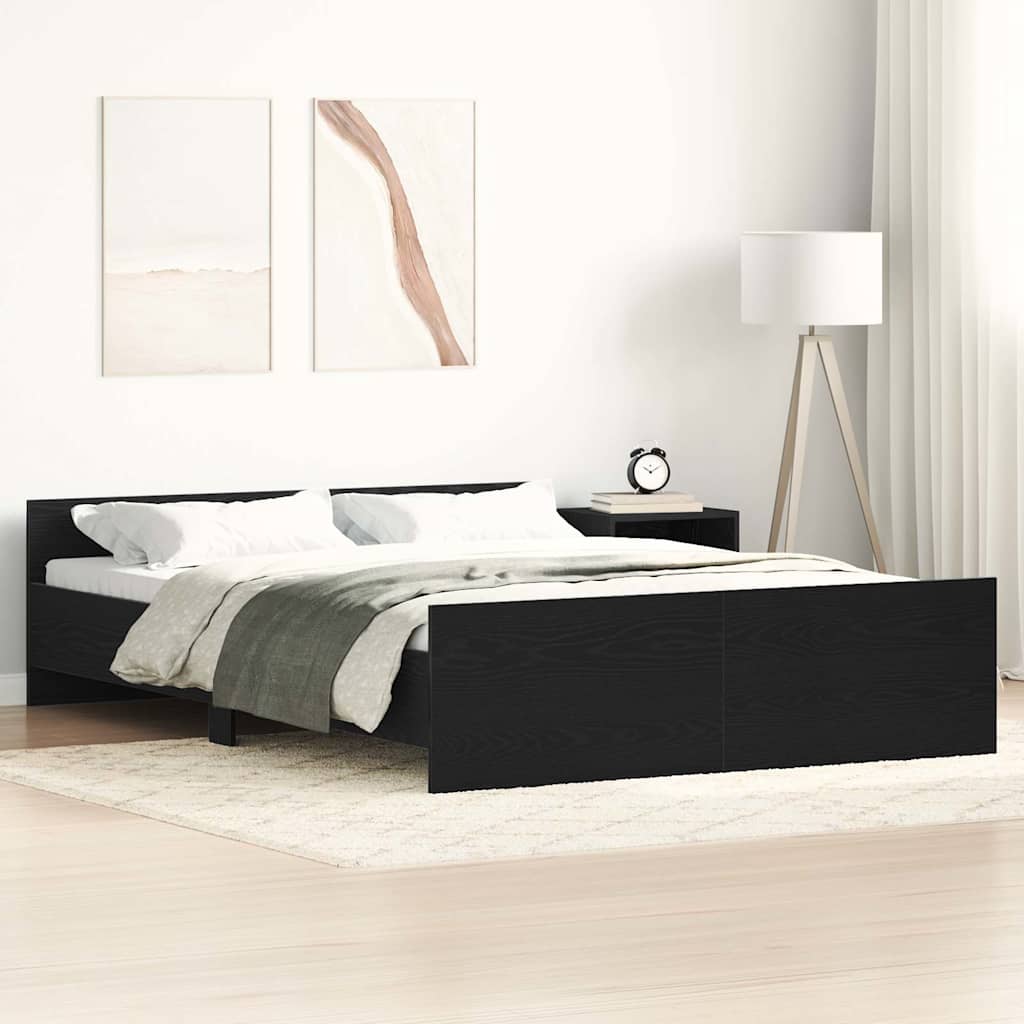 Cadre de lit sans matelas en chêne noir 135 x 190 cm bois d'ingénierie - XIOS
