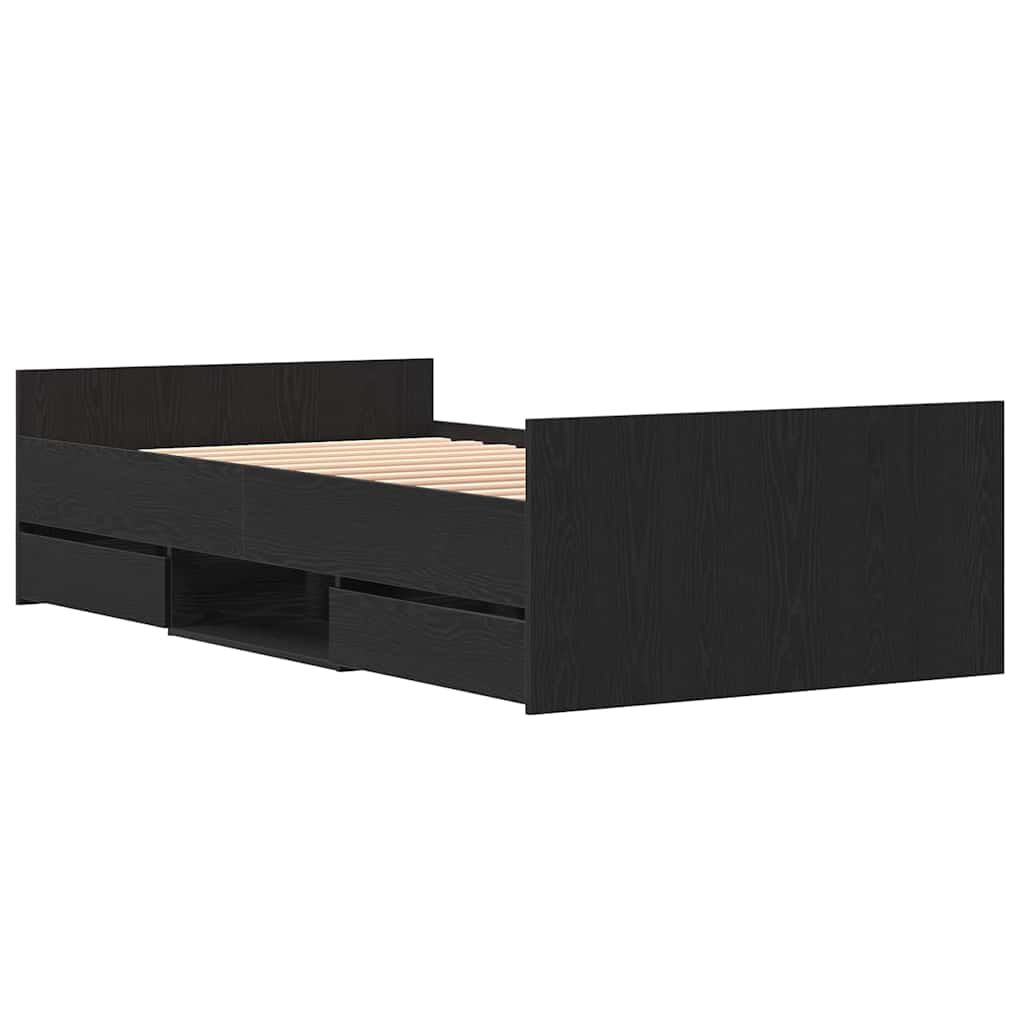 Cadre de lit Chêne noir 100 x 200 cm Bois d'ingénierie - XIOS