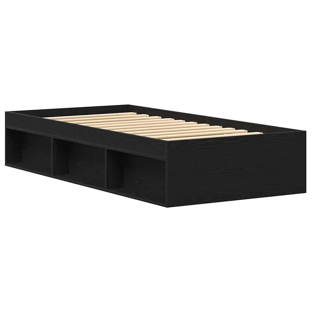 Cadre de lit sans matelas en chêne noir 90x200 cm bois d'ingénierie - XIOS