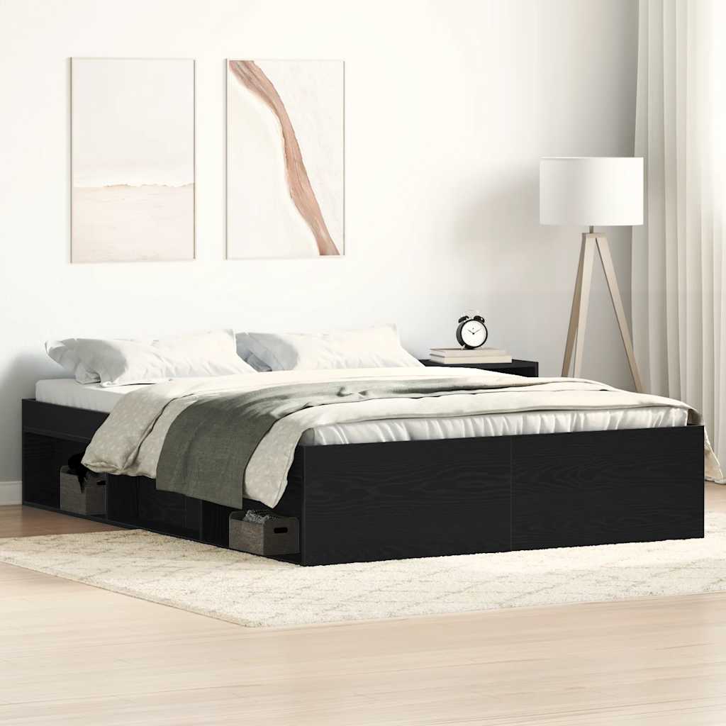 Cadre de lit sans matelas chêne noir 120 x 200 cm bois d'ingénierie - XIOS