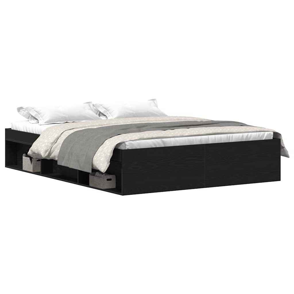 Cadre de lit sans matelas en chêne noir 160x200 cm bois d'ingénierie - XIOS