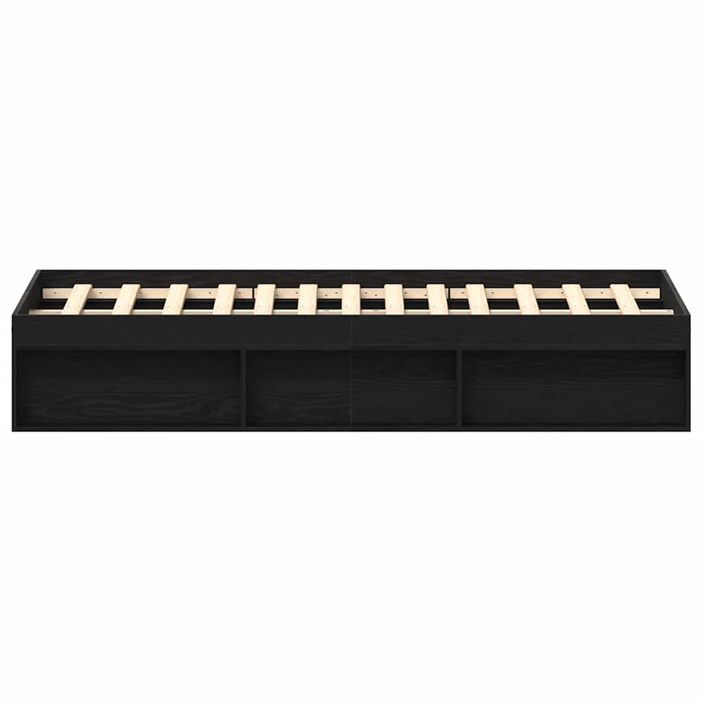 Cadre de lit sans matelas en chêne noir 160x200 cm bois d'ingénierie - XIOS