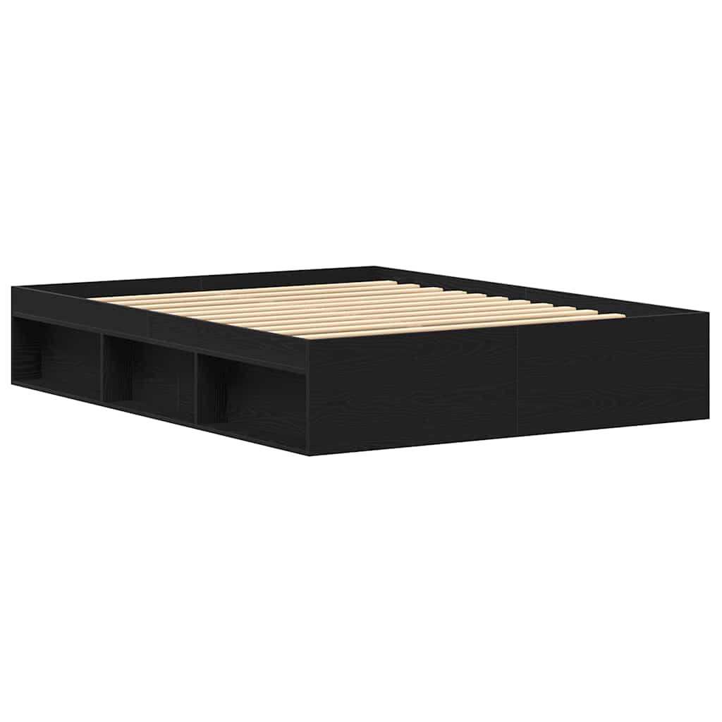 Cadre de lit sans matelas en chêne noir 160x200 cm bois d'ingénierie - XIOS