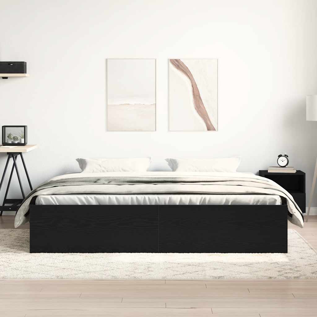 Cadre de lit sans matelas en chêne noir 200x200 cm bois d'ingénierie - XIOS